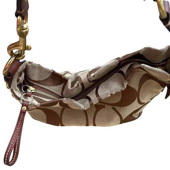 COACH SIGNATURE MEDIUM CARLY 10619 SHOULDER BAG PURSE HANDBAG SATCHEL KHAKI - Picture 3 of 12